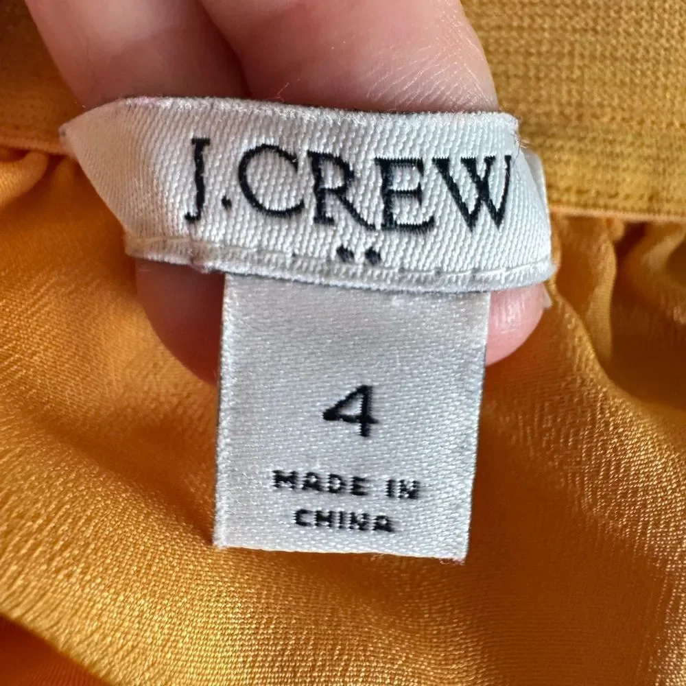 J. Crew Yellow Chiffon Pleated Pull On‎ Midi Skirt Sz 4 Fairy Flowy Coquette